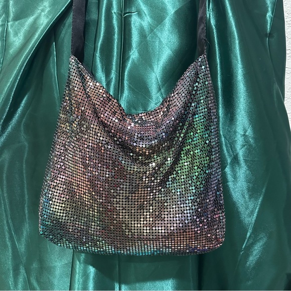 Iridescent Holographic Mesh Shoulder Bag | Y2K Rave Disco Festival Purse NWT - Picture 12 of 16